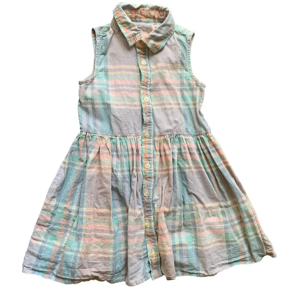 Ralph Lauren Plaid Collared Sleeveless Dress